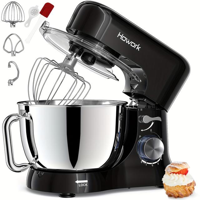 TEMU 5L Elektrische Keukenmixer, 1000W Motor Kracht Voedselmixer, 8+P-Snelheid Deegmixer met Deeghaak, Draadgarde en Roerblad