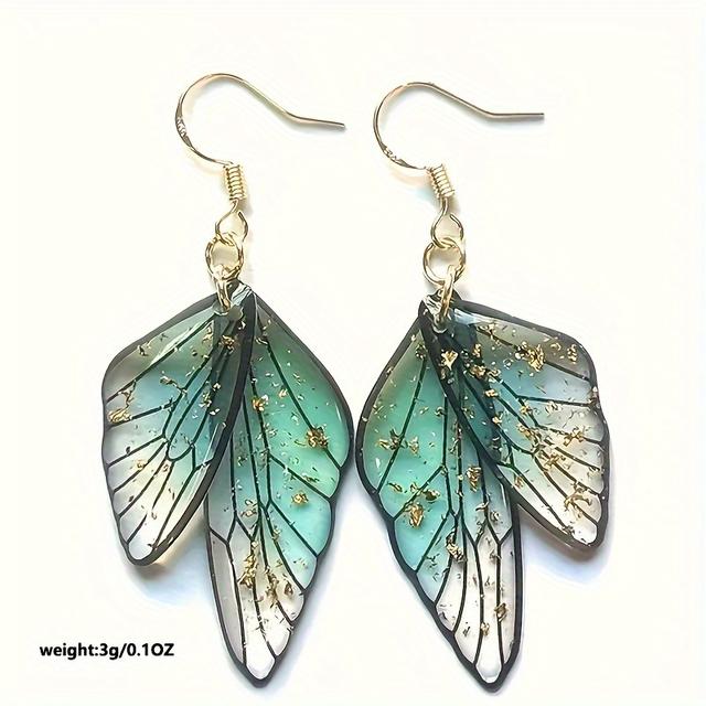 TEMU 1pair Fashion Transparent Resin Wings Drop Earring, Beautiful Earrings, Best Gift For Frinends.