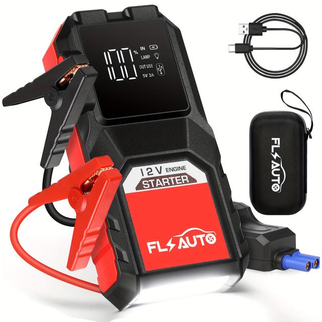 TEMU 3000a Car Jump Starter, Portable Jumper Pack For Up To 8l Gas&6.0l Engines, 12v Auto Battery Booster With Smart Charging Port, Lcd Display, Intelligent Jumper Clamps