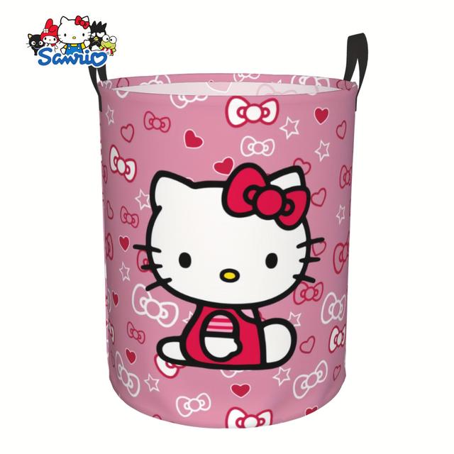 TEMU For Hello Kitty Laundry Hamper Laundry Baskets, Oxford Cloth, Easy To Store And Collapsible Design-portable Storage Hamper With Sturdy Handle, Suitable For Bathroom, Bedroom- Official License