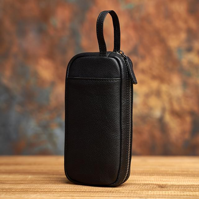 TEMU Men's Vintage Casual Leather Handbag, Made Of Top Layer Cowhide, Suitable For Holding A Phone.