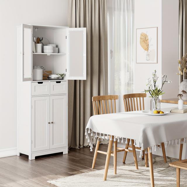 TEMU Armario de cocina Kealive, armario de baño con 4 puertas y 2 cajones, armario de almacenamiento para baño, salón, comedor,