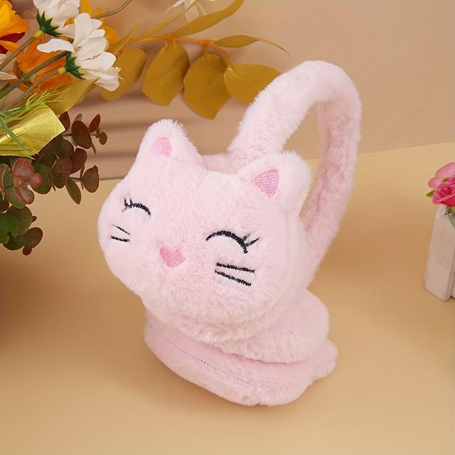 TEMU Korean Version Of Autumn And Winter Plush Warm Ear Cover, Plush Cute Cartoon Kitten Ear Cover To Protect Ears From Cold