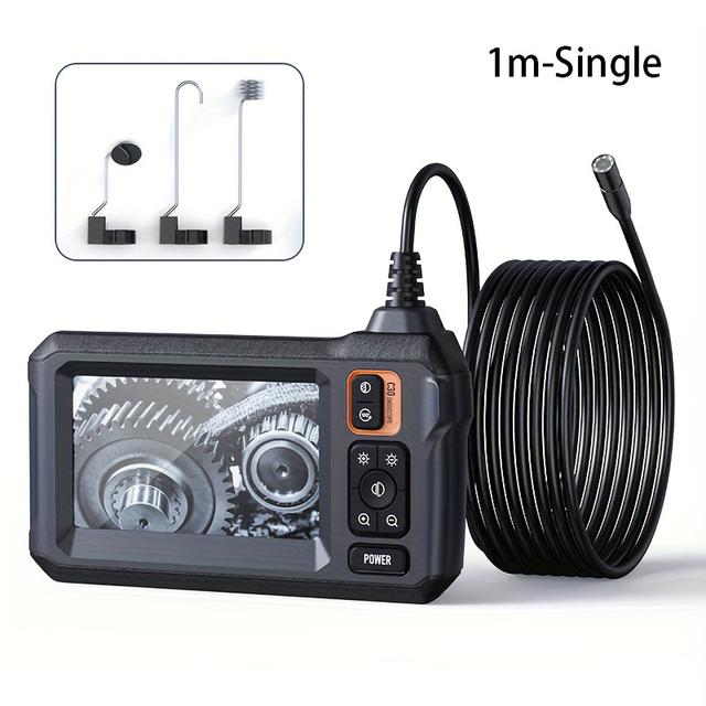 TEMU 1080p Industrial Endoscope 4.3inch Screen 8 Led 8mm Single Lens Inspection Borescope For Pipe