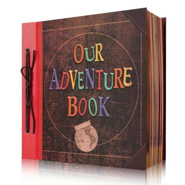TEMU Big Size 12x12 Inch 60 Pages Photo Album, Our Adventure Book 3d Retro Embossed Letter Hardcover Travel Journal Memory Book For Couples, For Best Friend Gift, Valentines Day Gifts