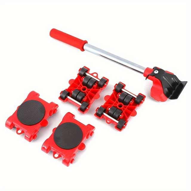 TEMU 5pcs/set, Heavy Duty Furniture Lifter Mover Roller With Wheel Bar Moving Device Lifting Helper Furniture Moving Transport Tool