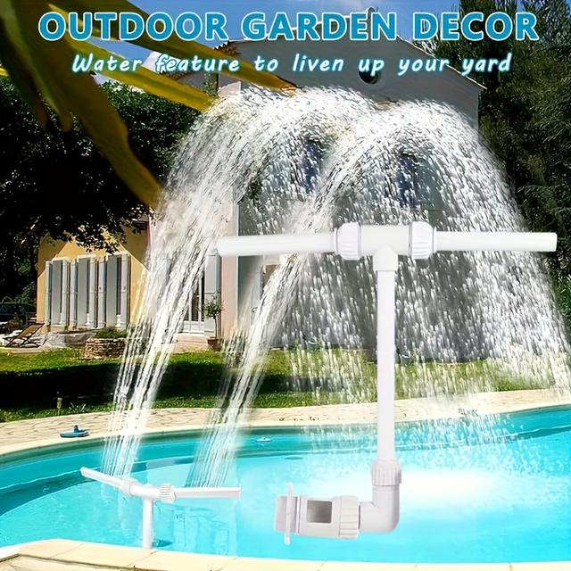 TEMU نافورة شلال لحمام السباحة والسبا، نافورة شلال قابلة للتعديل لإكسسوارات حمام السباحة لمعظم الفتحات العلوية ذات الخيط 1.5 بوصة