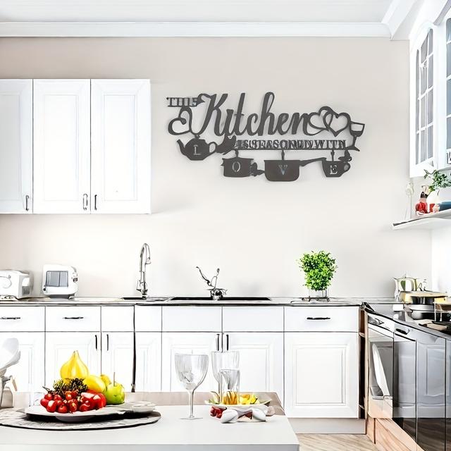 TEMU Metal Kitchen Wall Decor, This Kitchen Is Black Text Name Sign Decor, Country Iron Letter Kitchen Farmhouse Decor