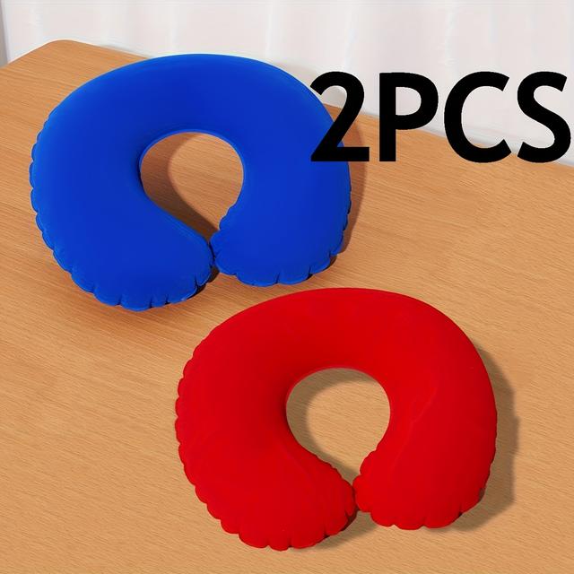 TEMU Dois Almofadas Insufláveis de U, Almofada de Viagem para o Pescoço + Almofada para , Portátil, Leve Design Fácil de Dobrar, Adequada para Viagens, Uso no Escritório e Sestas Curtas