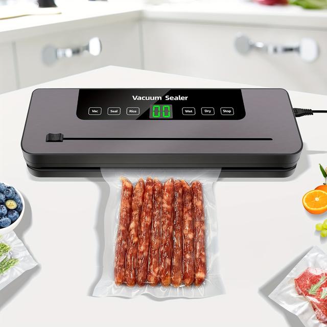 TEMU Commercial Vacuum Sealer Seals A System For Meals With 10 Sealing Bags, 5 , 65 Kpa, To Keep Meat, Vegetables, Fruits, Grains Fresh, Without Battery