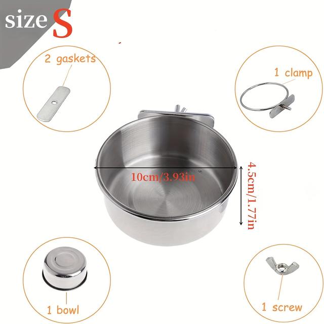 TEMU تغذية للببغاوات من الفولاذ المقاوم للصدأ، مصمم للطعام والماء، مع ميزات مانعة للانسكاب لتغذية الطيور، بدون بطارية