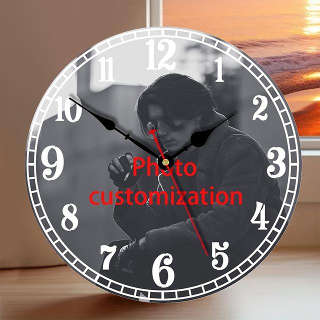 TEMU 1 Personalized Wooden Silent Wall Clock 12" - Customizable , Battery Operated, Suitable For Home And Office Decoration, Unique Holiday Gift