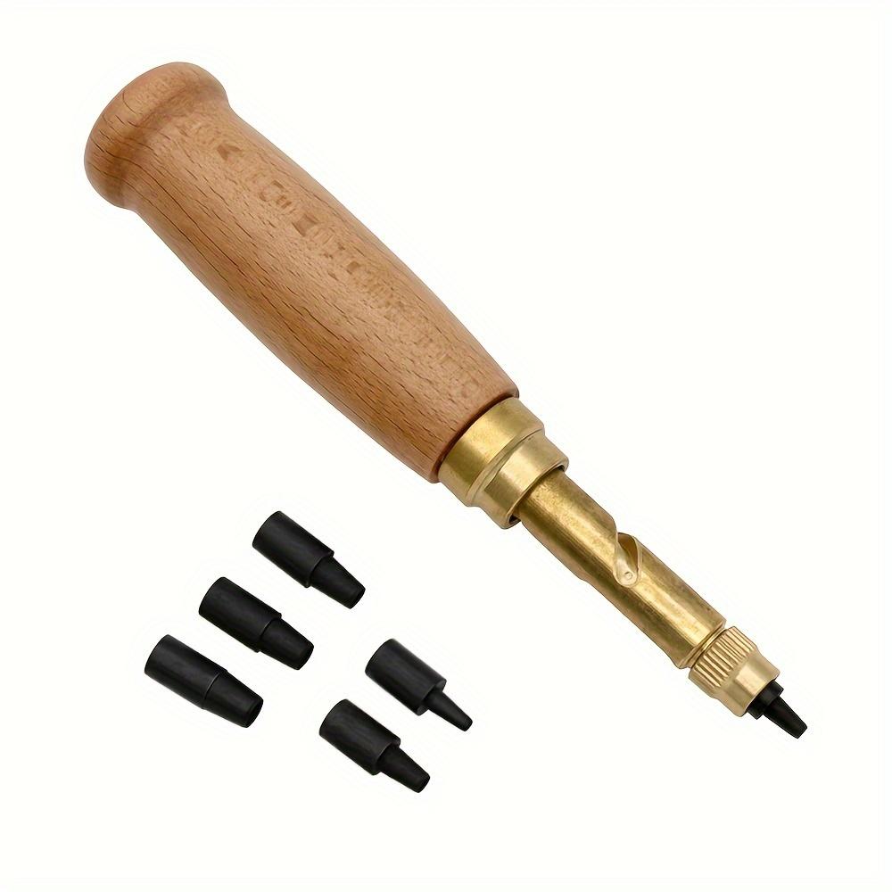 TEMU Hole Punch Screw Removable Book Drill Auto With 6 Size Tip 1.5-4mm Automatic Belts Screw Punch Leather Tool