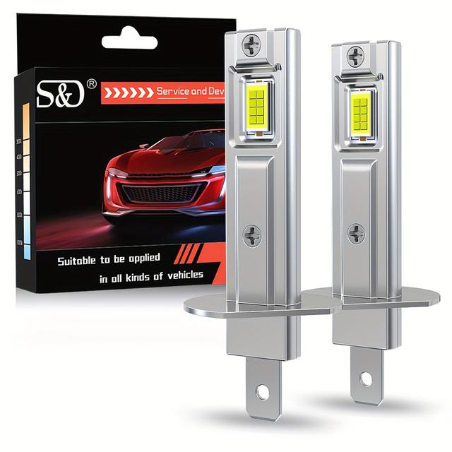 TEMU S&d 2pcs H1 Led Auto Lamps Bulb Newest H1 Light Bulbs Canbus Fog Light 20000lm 6000k White Mini Fanless Design 1:1 Mini Size 100w