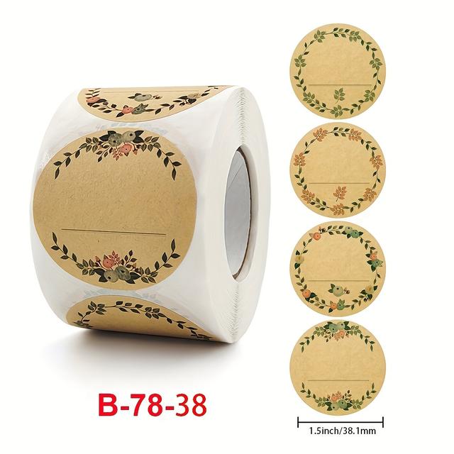 TEMU 500 Paper Stickers, 1.5 Inch/2 Inch Round Wreath Pattern Labels, Suitable For Jars, Food Storage, Sealing Christmas And Valentine's Gift Bags, Faux Leather, And Festive Occasions