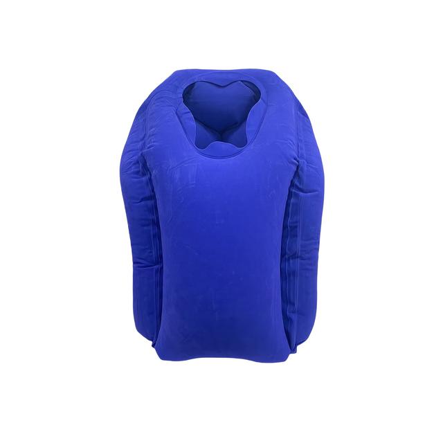 TEMU 1 Inflatable Travel Pillow - Portable Ergonomic Neck And Head Support With Milk Velvet Cover, Suitable For Airplane, Car, Office & Camping (blue/red), Durble Valve