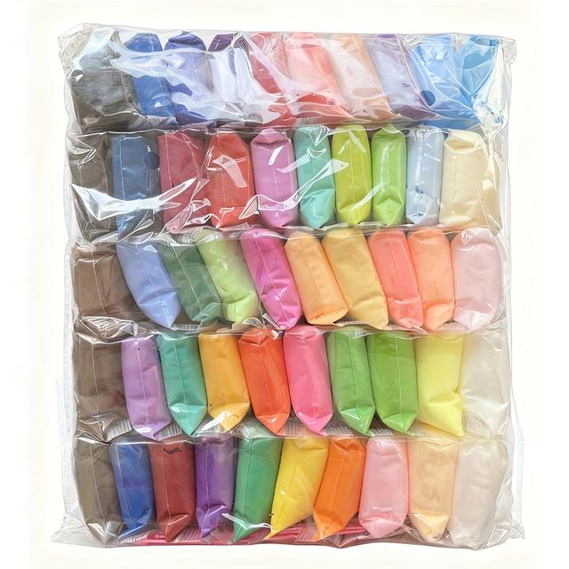 TEMU 50 لون/مجموعة طين بلاستيكين فائق الخفة، مع ثلاث أدوات سكين وشوكة، طين لعب، مادة فضائية للألعاب، DIY