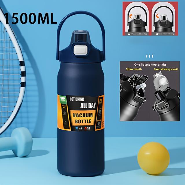 TEMU 1pc Large Vacuum Insulated Water, 304 Stainless Steel Thermal With, -slip/shockproof & Hot/cold For Travel, Gym, Camping - Leakproof For, Tea, Juice Suitable For Beverages, - Use, Ideal Gift