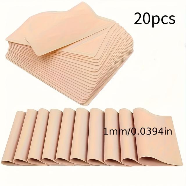 TEMU A Pack Of 20pcs Of 5.5*4 Inch Skin For Tattoo Practice For Micro-artists, Featuring 1 Mm Test Skin, Suitable For Line Practice.