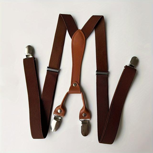 TEMU 1pc Of 4-clip Elastic Suspenders, Fashion Additions, Gift For Men At Parties
