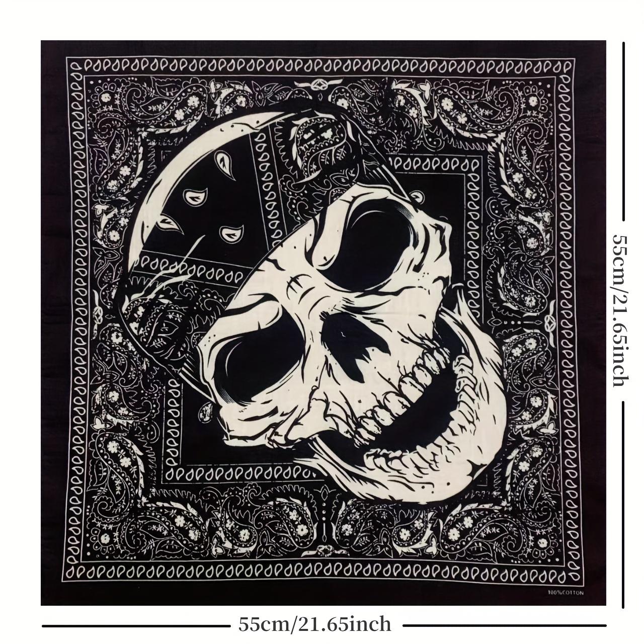 TEMU 1pc Pure Bandana Square Scarf, Hip Hop Printed Bandana, Headwear , Style Skull Bandana, Unisex Cycling Motorcycle Bandana Scarf