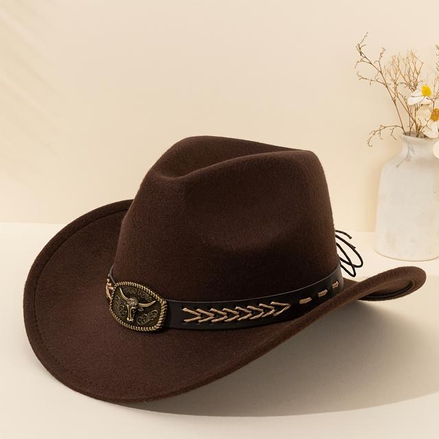 TEMU A Western Cowboy Hat With A Removable Decoration Is