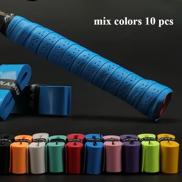 TEMU 10 قطع (أو أقل - شراء متعدد) شريط مقبض تنس من الجلد الصناعي عالي الجودة مناسب للتنس وكرة والبيكلبول وتنس الطاولة - غلاف مقبض مضرب تنس مقاوم للانزلاق والعرق (أبيض، أسود، متعدد الألوان)