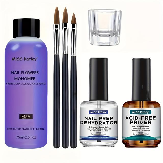 TEMU Mma-free Acrylic Nail Liquid Kit - Monomer Acrylic Liquid For Nail Extension With Nail Dehydrator And Primer