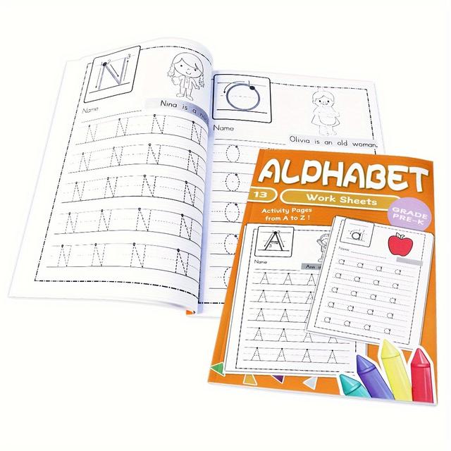 TEMU 【ตัวเลือกยอดนิยม】 52 หน้ากระดาษฝึกอักษร, เสริมทักษะการเขียนภาษาอังกฤษ, การฝึกฝนงานบ้านสนุกสนาน, กระดาษฝึกอักษร