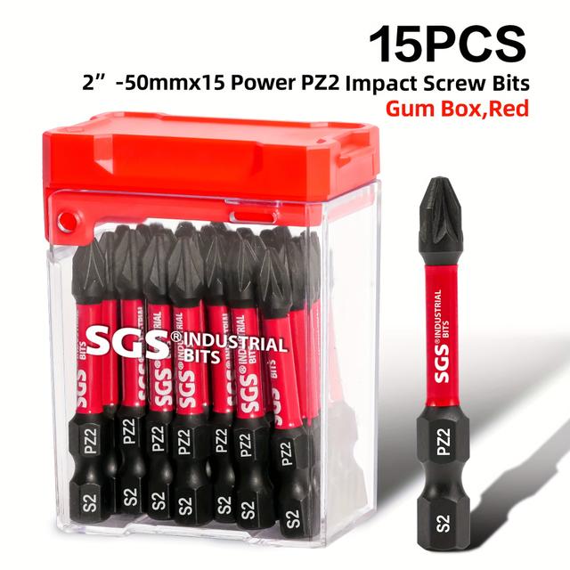 TEMU Industrial S2 Steel 61hrc Anti-slip Pz2 Magnetic Screwdriver Bits With Portable , Wear And Impact-resistant Design | 1/4" Hex Shank & Rust-proof Base | Precision Electronics/ Tools/ Office Use