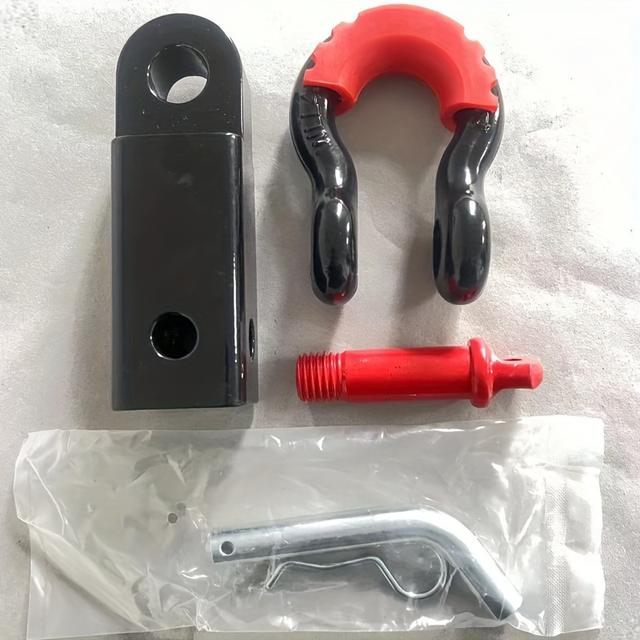 TEMU . Hochleistungs-Aluminium-Anhängerhaken - Roter Griff, Schwarzer Körper, für Offroad-Fahrzeugmodifikation & Rettungsanhängerbefestigung