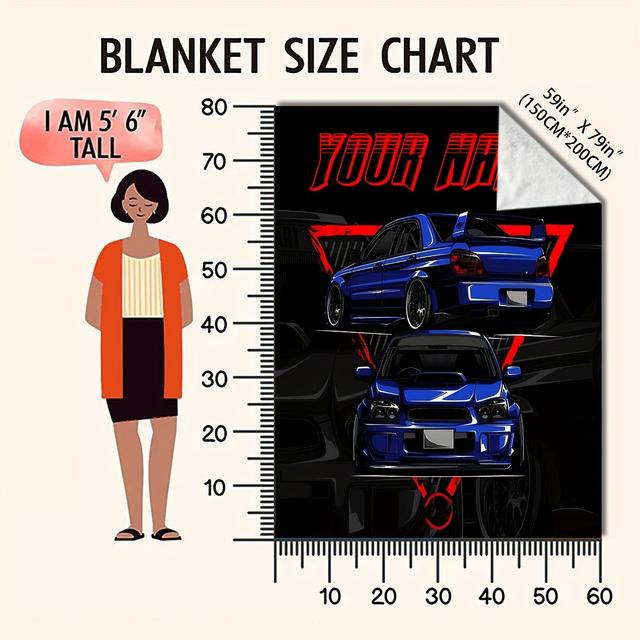 TEMU Custom Text Personalized Flannel Blanket - Cool Racing , Cozy & Warm For , Perfect Gift Idea