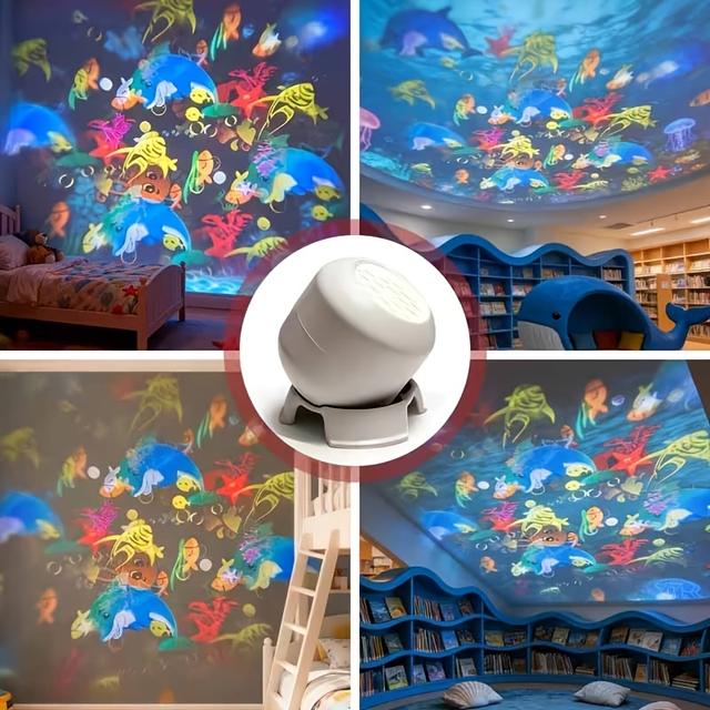 TEMU Led Starry Ocean Projector Light, 360° Rotating Dynamic Projection Night Light, Usb Plug-in Ambient Lamp, Decorative Lighting For Bedroom,game Room,living Room.