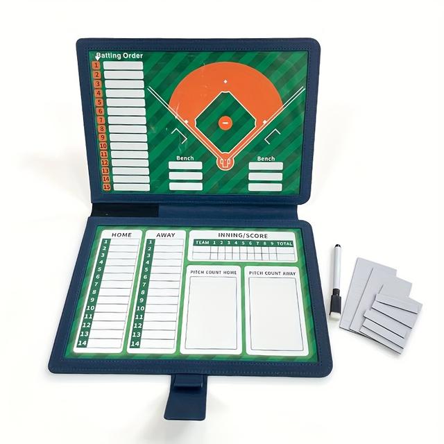 TEMU 다기능 접이식 야구 코치 마그네틱 전술 보드 (지울 수 있는 펜 포함), 화이트보드 전술 모형 테이블