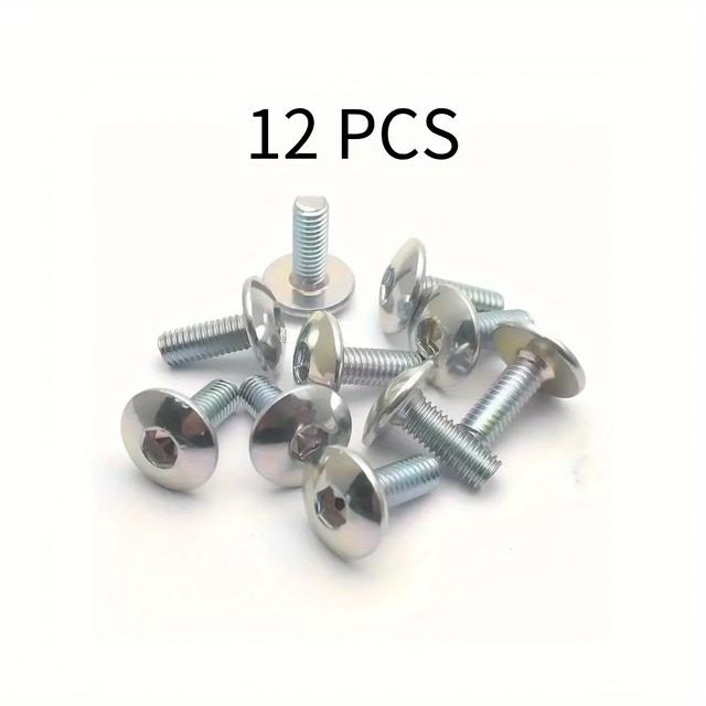 TEMU 12pcs Of Flat Round Head Hexagon Socket Screws M6*16 Made Of Stainless Steel, Corrosion-resistant, Silvery , Suitable For Fastening Motorcycles, Scooters, And Atvs, , Making Your Vehicle Better