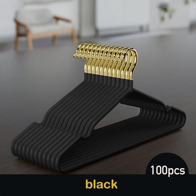 TEMU 100pcs Luxury Golden Metal Clothes Hangers, 16" X 8" Non-slip Space-saving Design For Coats, Suits & Dresses, Premium Closet Organizer For Home & Hotel Use - Ideal Christmas Gift Set