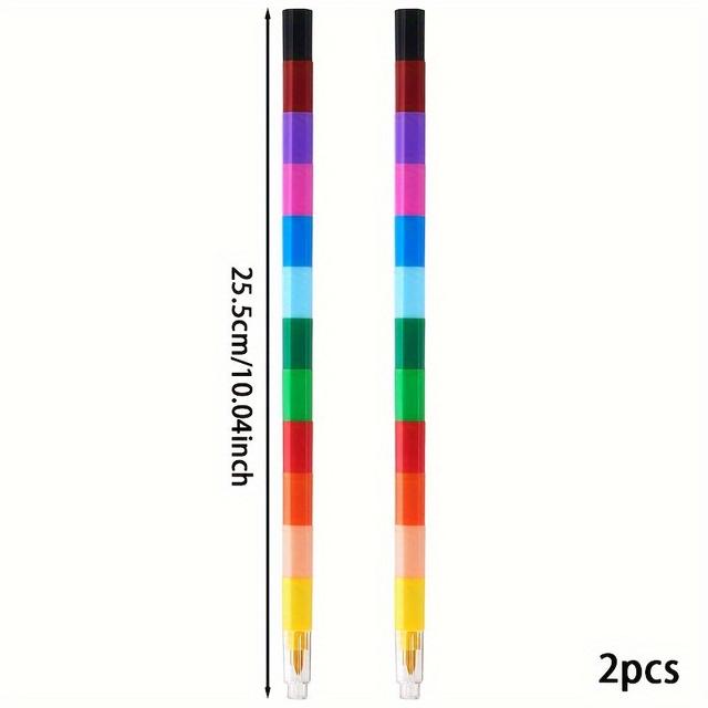 TEMU 2/6/10pcs Stackable Crayons, Colorful Stackable Crayons, Party Favors, Diy Crayons, Suitable For School, Office, Birthday Parties, 6/8/12 Colors