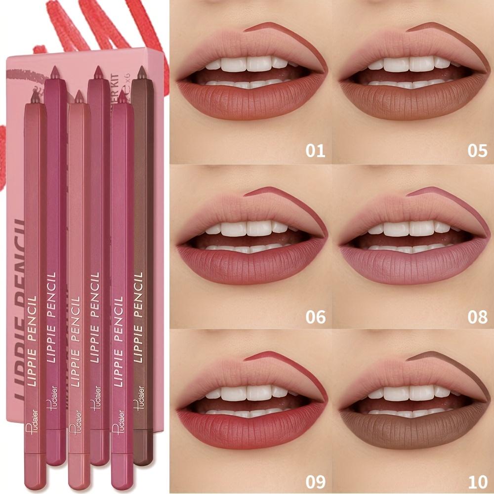 TEMU Lipsticks Waterproof Long Lasting 24 Hours 6 Colors Lip Liner Pen Set Long-lasting, Waterproof Sweatproof, Non Fade Color Rendering Lip Gloss Makeup