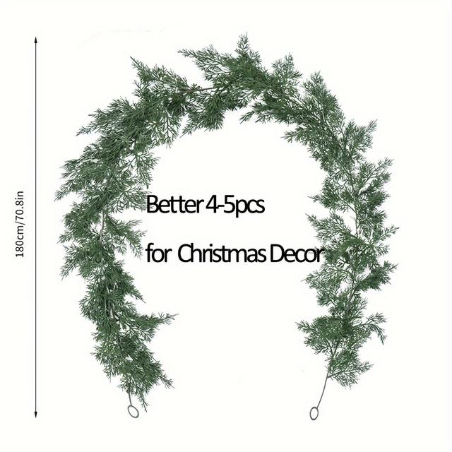 TEMU 1pc, 180cm/70.8inch Artificial Pine & Leaves Garland, Christmas & All , Easy Hanging Door, Table Wall Decor, Decoration