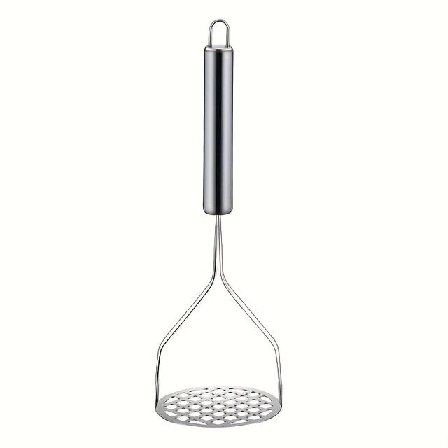 TEMU Heavy-duty Stainless Steel Potato Masher | Comfortable Grip, Durable Base, Easy Slicing And Mashing For Potatoes, Fruits, Vegetables, Sweet Potatoes - Dishwasher Safe, Easy To