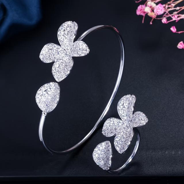 TEMU 1 Set Of 2 Fashionable And Exquisite Adjustable Micro-embellished Zirconia Bracelet And Ring Set For Women, Suitable For , Festivals, And Parties, Versatile Dress Accessories