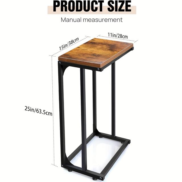 TEMU Side Table C Shaped Small Side Table With Adjustable Feet Modern Sofa Side Table For Living Room Bedroom, Couch Table, Bedside Snack Table, Living Room End Table, Tv Trays Snack Couch Table