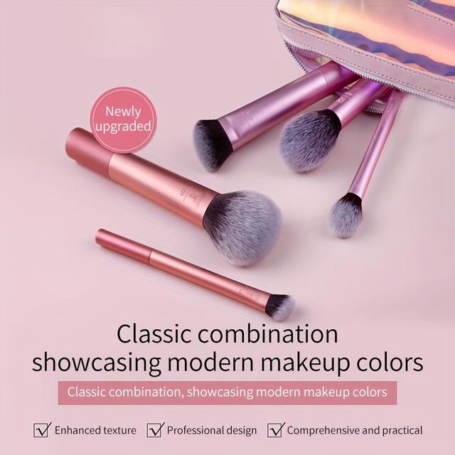 TEMU Real Techniques Upgraded Face Makeup Brush Set Blush Brush Final Setting Brush Shadow Brush Contour Brush Advanced Edition Daily Face Set 418