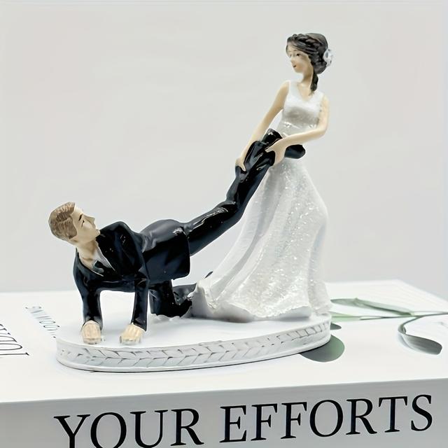 TEMU Romantická pryskyřicová nevěsty a ženicha s elegantním černo-bílým designem, ideální pro svatby, výročí a domácí dekorace. Skvělá volba pro Vánoce, Den díkůvzdání, Valentýna a svatební dekorace.