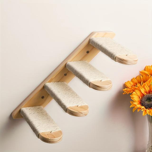 TEMU Wall-mounted Climbing Frame, Four-level Stairs, With Jute Scratching Function, Suitable For Cat Platform Supplies