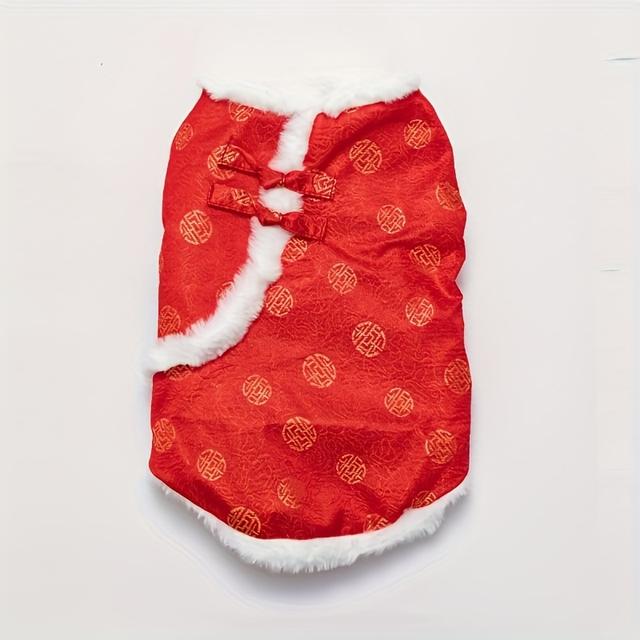 TEMU 1pc Of Thickened Fleece Dog Clothing For Year, Suitable For Cats And Dogs, Festive Tang Suit For Festival, A Celebratory Gift, Suitable For Teddy, Bichon, And French Bulldogs Weighing 2-24