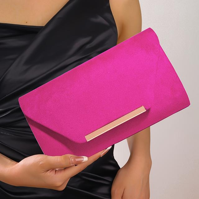 TEMU 1 Suede Large-capacity Evening Bag, Velvet Clutch With Detachable Chain, Crossbody And Single-shoulder Bag