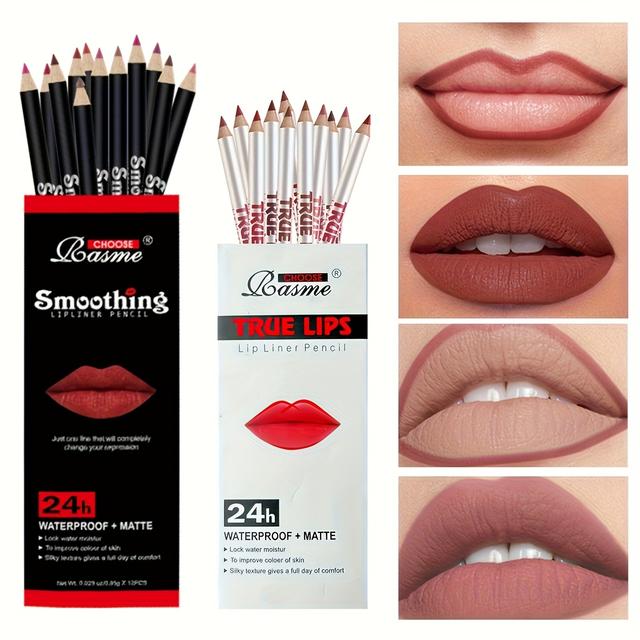 TEMU 24pcs Lip Liner Set - × 12 Mix-and-match Looks | & Feather-resistant | Nude-to-red | Your Lip