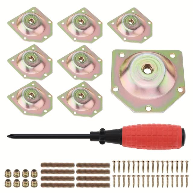TEMU Pieces Of 12-degree Angled Metal Table Leg Installation Hardware, Suitable For Wooden Legs, Sofa Legs, Chair Legs, And Panels, With Screwdriver Tools, Furniture Leg Mounting Brackets