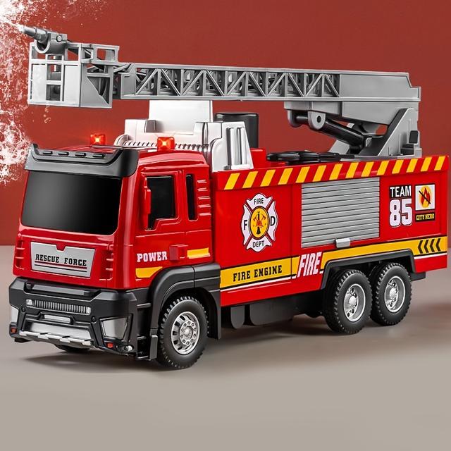 TEMU A Simulation Alloy Fire Truck Model Toy With , Spraying Feature, And A Retractable Ladder, Suitable As A Gift For Boys And Girls Aged 6 And Above